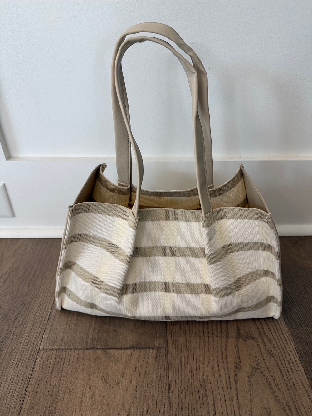 Nordstrom Beige and Cream Striped Tote Bag